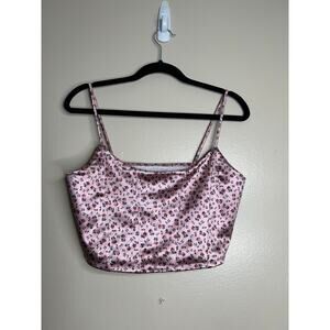 NWT Women’s Size Large Aeropostale Pink Floral Satin Cropped Corset Tank Top